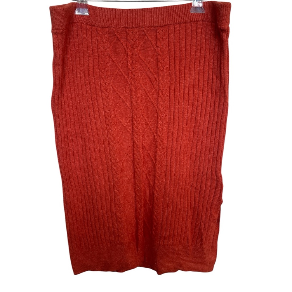 Marc New York by Andrew Marc Cable Knit Sweater Skirt Chili Burnt Orange Size XL